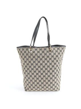 Gucci GG Canvas 002 Leather Tote Shoulder Hand A4 Black Ree
